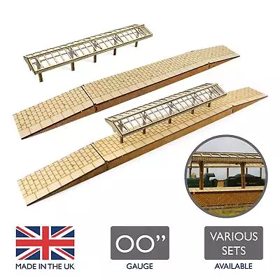 WWS Model Railway Station Platforms & Canopies –OO Gauge 1:76 MDF Building Track • £17.99