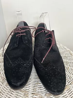 River Island Mens Black Suede Lace Up Brogue Shoes. Odd Sizes. Rt 8 Lt 9. M20544 • £8