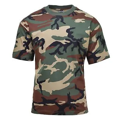 MFH U.S. Military Style Short Sleeve T-Shirt Woodland Camouflage Undershirts • $29