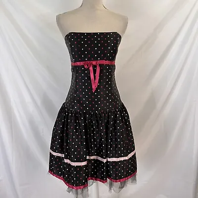 Vintage Gunne Sax By Jessica McClintock Black Polka Dot Tulle Dress 11 • $64.99