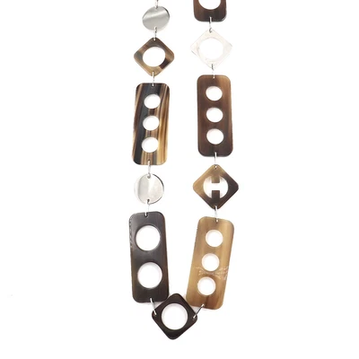 $365.67 • Buy HERMES Long Necklace Buffalo Horn Brown Silver Accessory 90149544