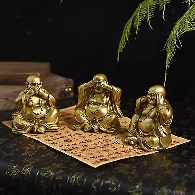 Maitreya Buddha Statue Buddhist Sculpture Art Gold Traditional Centerpiece Big • £13.22