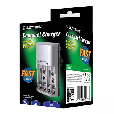 NEW Lloytron Mains Multi Battery Charger For AA AAA & 9V Sizes B1502 • £8.79