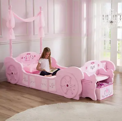 Disney Princess Plastic Carriage Convertible Toddler To Twin Bed Storage Bench P • $499.75