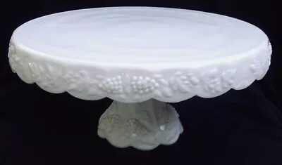 Vintage Grapevine Milk Glass 10 Inch Cake/Dessert Pedestal Plate 7 Inches Tall ￼ • $8.99