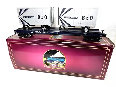 MTH Premier20-98110 Baltimore & Ohio Flatcar W 20' Trailers On Board-O Scale Ln- • $54.59
