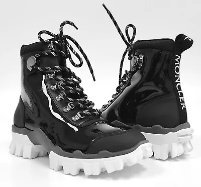 Moncler Helis Women's Leather Hiking Combat Ankle Boots Black Size 36.5 / US 6.5 • $449.99