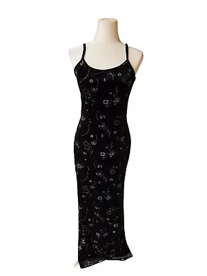 PS Per Septions Women’s Size Large Maxi Dress Velvet Floral Strappy 90s Vintage • $30.79