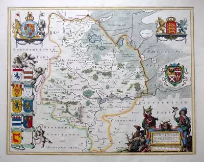 HUNTINGDONSHIRE CAMBRIDGE BY JOAN BLAEU C1654 GENUINE ANTIQUE ENGRAVED MAP • £245