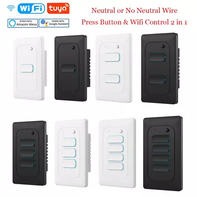 1/2/3/4 Gang WIFI & Button Wall Light Switch Smart Home Support Google/Alexa AU • $30.99