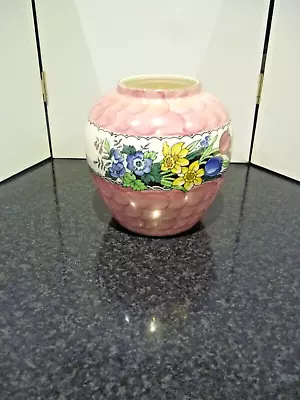 Art Deco Pink Luster And Floral Maling Vase • £32