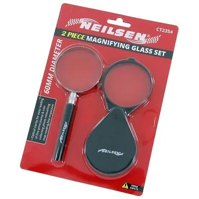 2pc Hand Held Magnifying Glass Small Print Folding Pocket Map Reading Magnifier • £4.95
