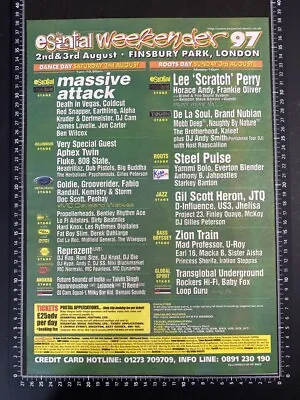 Essential Weekender Festival - Massive Attack - 1997 Vintage Poster Size Advert  • £11.99