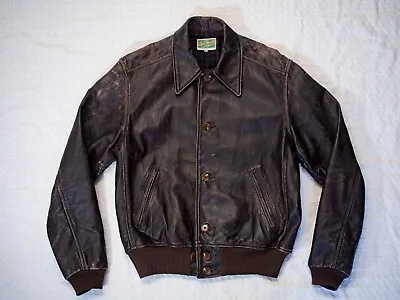 Levi's Vintage Clothing 1940s Medium Button Up Bomber Menlo Leather Jacket LVC • £325