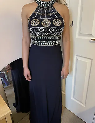 £40 • Buy Jora Collection Navy Blue Embellished Prom Dress XXS 