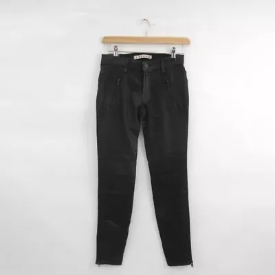 J Brand Agnes Stealth Coated Skinny Jeans Ladies UK 10 W26   Black Low Rise    • $23.43