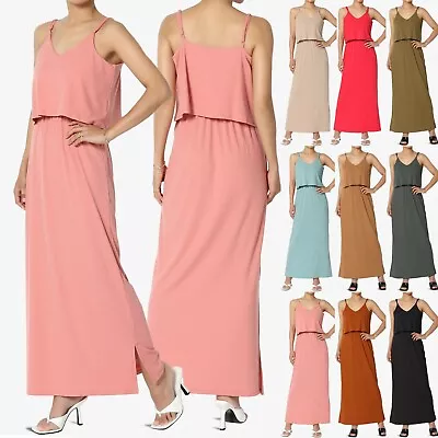 Women's Sleeveless Tiered Maxi Dress Spaghetti Straps Layered Cami Long Dress • $20.29