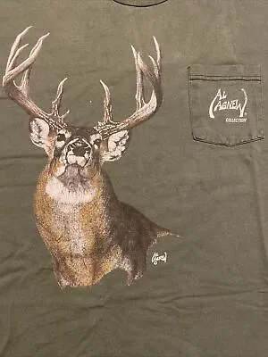 Vintage 90s Al Agnew Deer Hunting Collection Green Pocket T-shirt XL • $29.99
