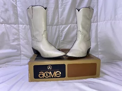 Acme Womens Cream Color Cowboy Boots Size 8C • $20