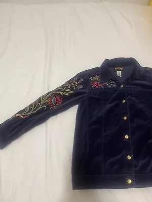 Vintage Bob Mackie Wearable Art Jacket Women Medium Floral Velvet Style Gold • $24.95