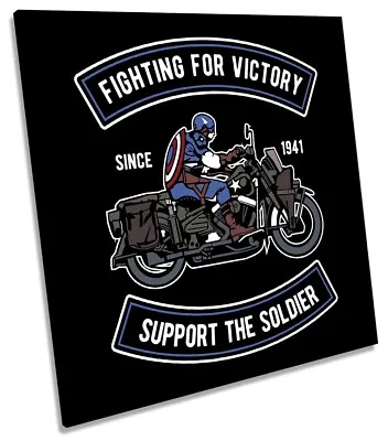 Captain America Motorcycle Picture CANVAS WALL ART Square Print • £26.99