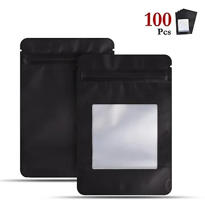 100 Pcs Holographic Mylar Foil Bags Smell Proof Resealable Zip Lock Pouch Black • $5.99