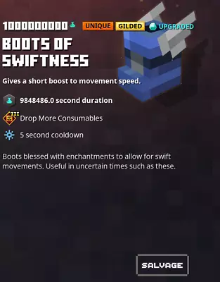 Minecraft Dungeons - Boots Of Swiftness Unique Gilded (Xbox)(PS4)(Switch)(PC) • $7