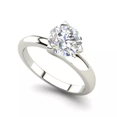 Solitaire 0.5 Carat VVS1/D Round Cut Diamond Engagement Ring White Gold Treated • $2278.10