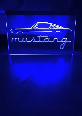 MUSTANG LED NEON BLUE LIGHT SIGN 8x12 • $35.99