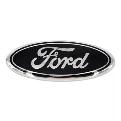 FORD BLACK & SILVER EMBLEM 7 INCH OVAL LOGO Front Grille/Tailgate Badge 1999-16 • $20.99