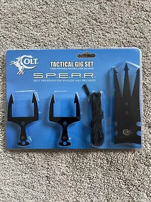 NEW 3 Colt S.P.E.A.R. Steel Tactical Gig Head Survival Spear Spearhead Set BLACK • $26.95