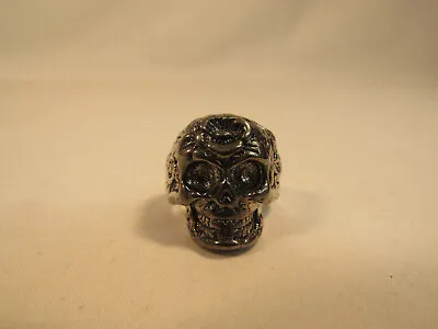 Vintage Biker Silvertone Skull Ring Size 8 Gothic Rocker G1 Estate Sale Find • $25