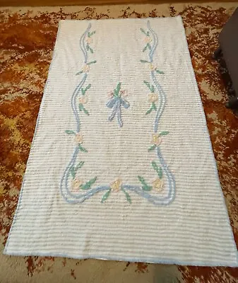 Small Vintage Chenille Bed Cover Or Crib Blanket-39.5x61”-lovely Clean Item • $11.95