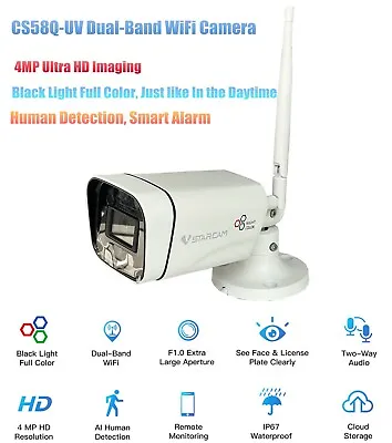 Vstarcam CS58Q-UV 4MP Black Light Full Color HD WiFi Camera IP67 Waterproof Cam • $63.64