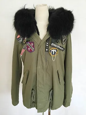 BNWOT FORMING FUR TRIMMED MILITARY GREEN CANVAS PARKA Sz FREE • $599.99