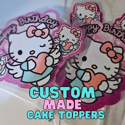 Hello Kitty Cat Theme Girls Birthday Party Cake Topper • $10.95