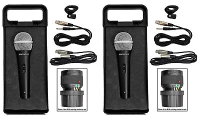2 Rockville RMC-XLR Dynamic Cardioid Professional Metal Microphones W/XLR Cable • $39.95