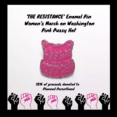 'THE RESISTANCE' Enamel Pin - Women's March On Washington Pink Pussy Hat Pin • $11.99