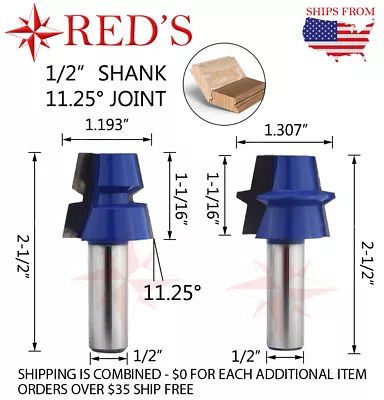 Tideway Carbide Pro WL1495 11.25 Degree Lock Miter Set Router Bit 1/2  Shank • $19.99