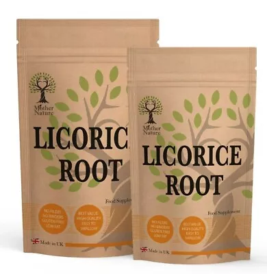 Licorice Root Capsules 500mg Natural Licorice Powder UK Vegan Clean Supplement • £24.49