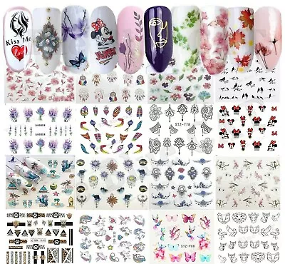 Nail Art Water Decals Transfers Stickers Flowers Lace Tribal Jewels Feathers  • $2.08