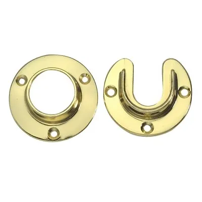 Polished Brass Closet Rod Flange Holder Socket Set 1-5/16  Tubing • $8.50