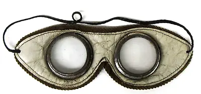 Antique Vintage Leather MOTORCYCLE GOGGLES Aviation Car ORIGINAL Steampunk  * • $79.99