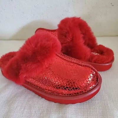 Nwob Kids Girls Size 3 Red Ugg Cozy Ii Gel Hearts Sheepskin Slippers 1151615k • $59.46