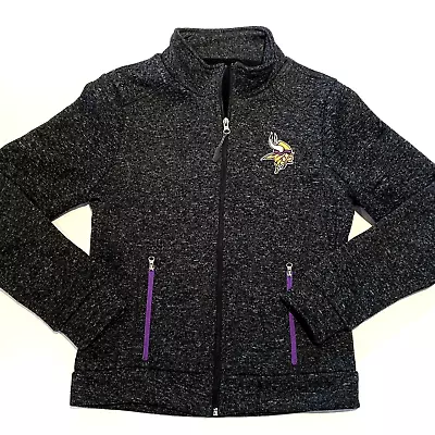 NFL Minnesota Vikings Womens Small Jacket Coat Full Zipper - Black Heather Logo • $18.99