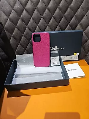 New Mulberry Pink Heavy Grain Leather Iphone 12 Cover Case In Box • £54.99