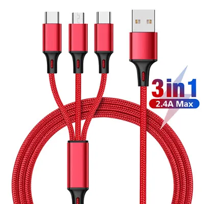 3 In 1 Multi FAST CHARGER USB Charging Cable For IPhone-Android & Type C -  • £4.95