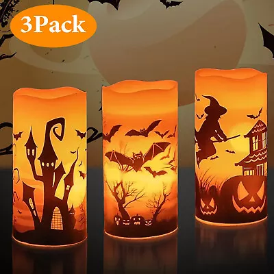 3PCS Halloween Flameless Candle Lamp W/6-Hour Timer LED Candles Battery Powered • $25.83