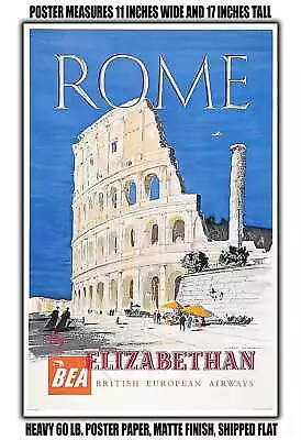 11x17 POSTER - 1954 Rome Elizabethan BEA British European Airways • $16.16