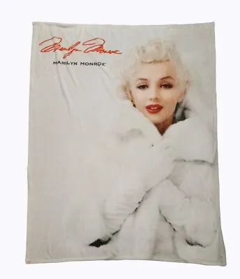 New Marilyn Monroe White Fur Coat Plush Fleece Throw Gift Blanket Movie Star NIP • $26.95